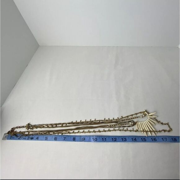 Stella And Dot Zuni Gold Tone Layered Multi Strand W/ Spikes Necklace - Picture 6 of 8